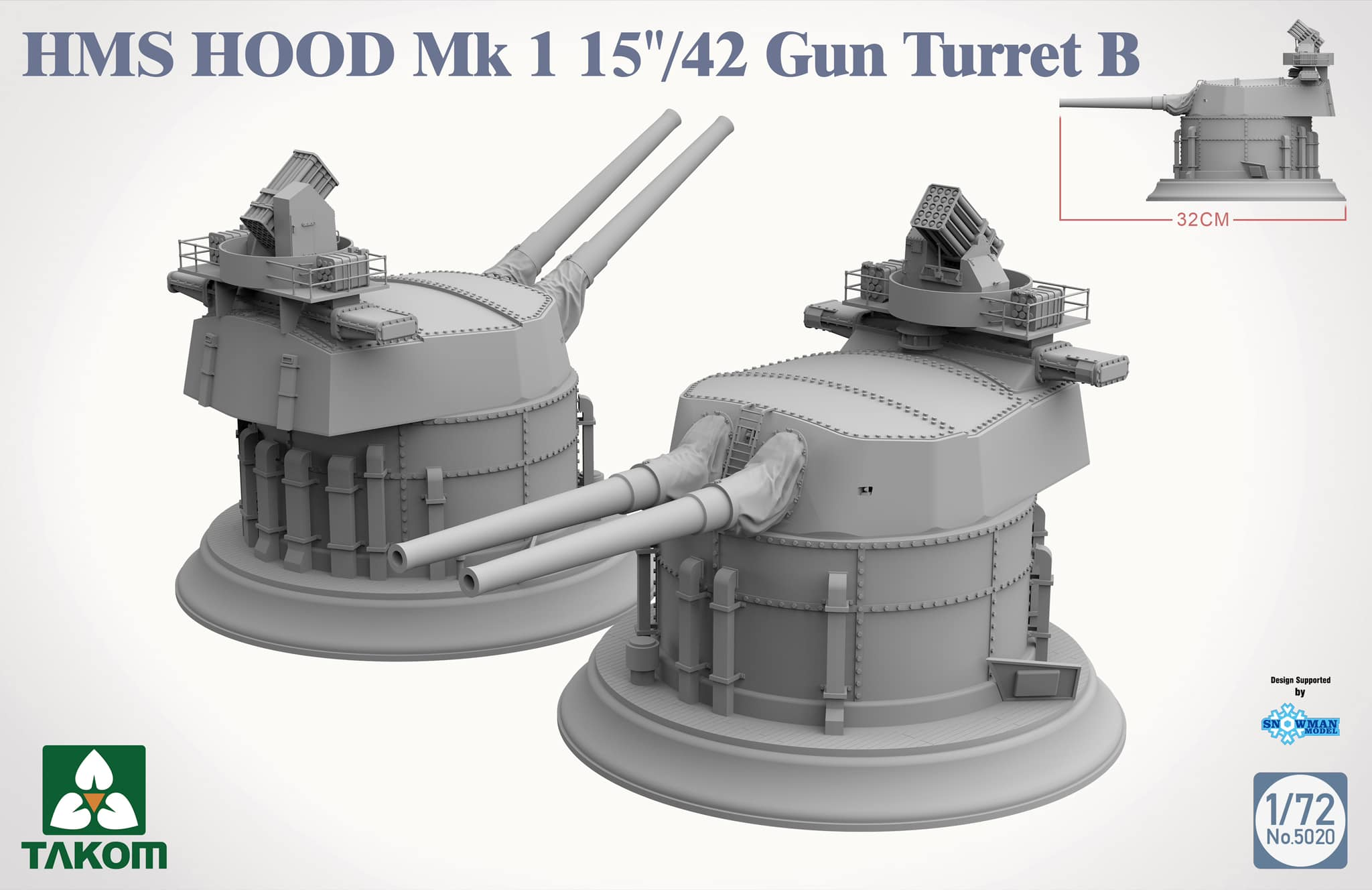 TAKOM 1/72 HMS HOOD MK 1 15/42 GUN TURRET B 5020 